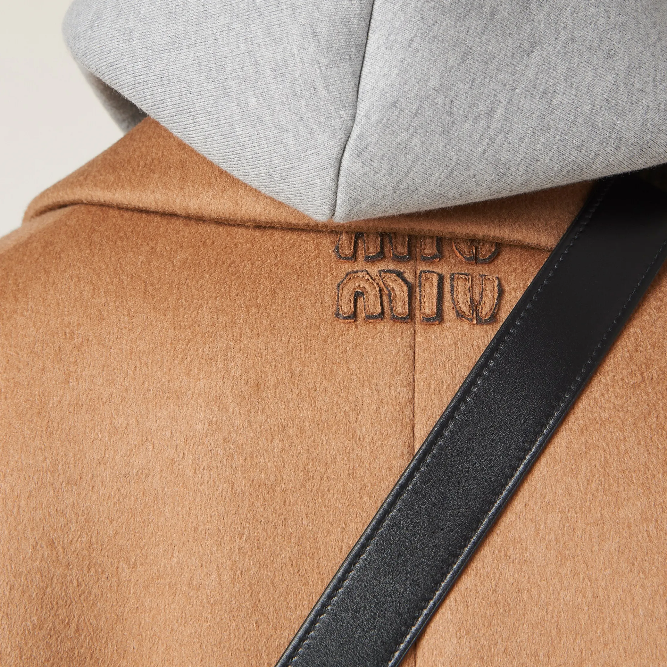Camel Brown Double-breasted Camel Hair Coat | Miu Miu