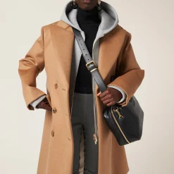 Camel Brown Double-breasted Camel Hair Coat | Miu Miu