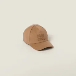 Camel Brown Wool Baseball Cap | Miu Miu