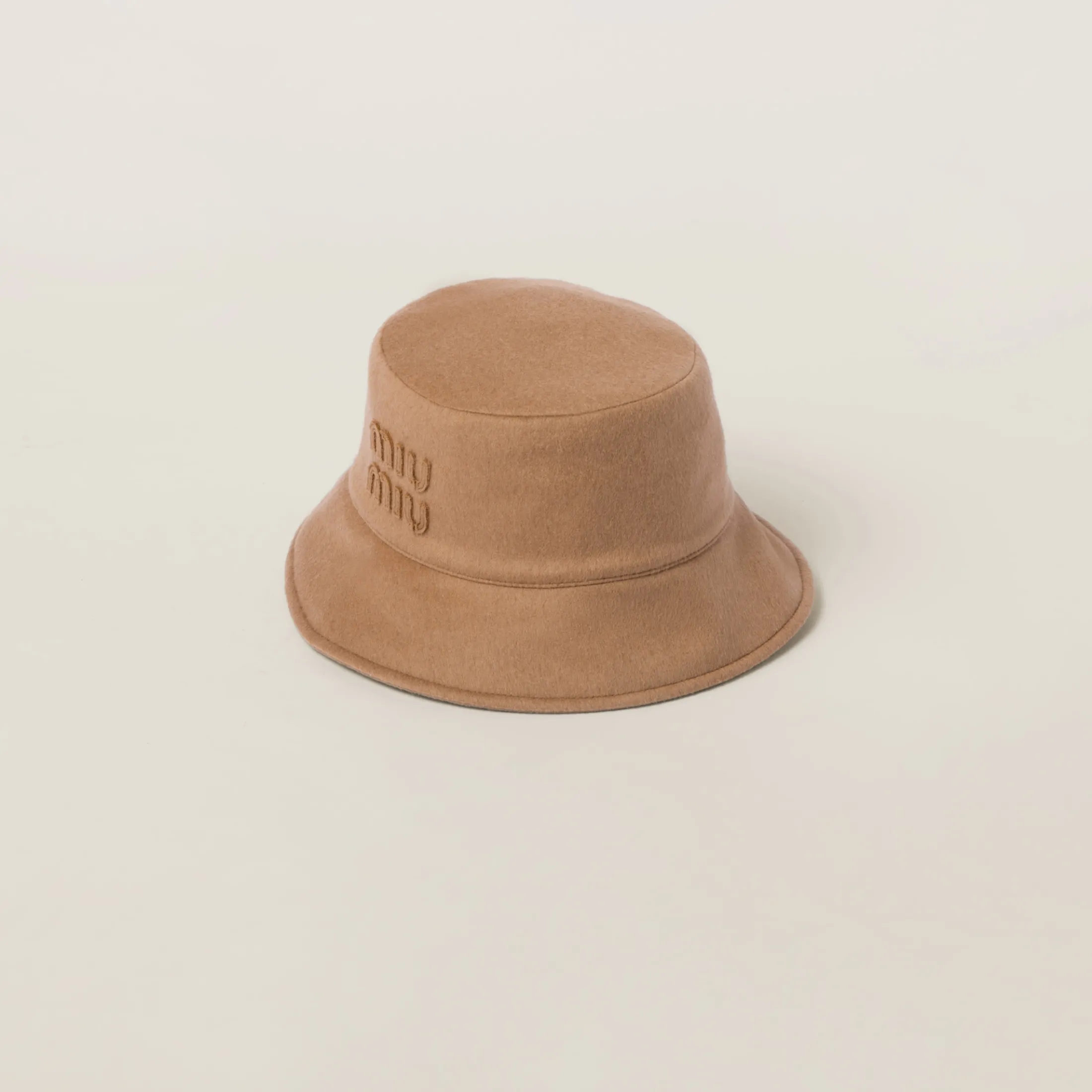 Camel Brown Wool Bucket Hat | Miu Miu