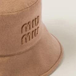 Camel Brown Wool Bucket Hat | Miu Miu