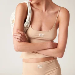 Cameo Stretch Jersey Top | Miu Miu