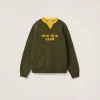 Camouflage/yellow Cotton Fleece Sweatshirt With Embroidered Logo | Miu Miu