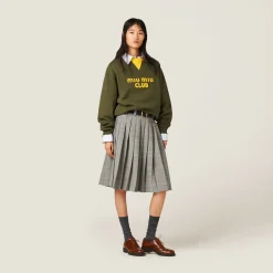 Camouflage/yellow Cotton Fleece Sweatshirt With Embroidered Logo | Miu Miu