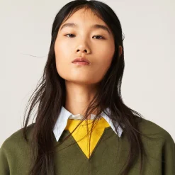 Camouflage/yellow Cotton Fleece Sweatshirt With Embroidered Logo | Miu Miu