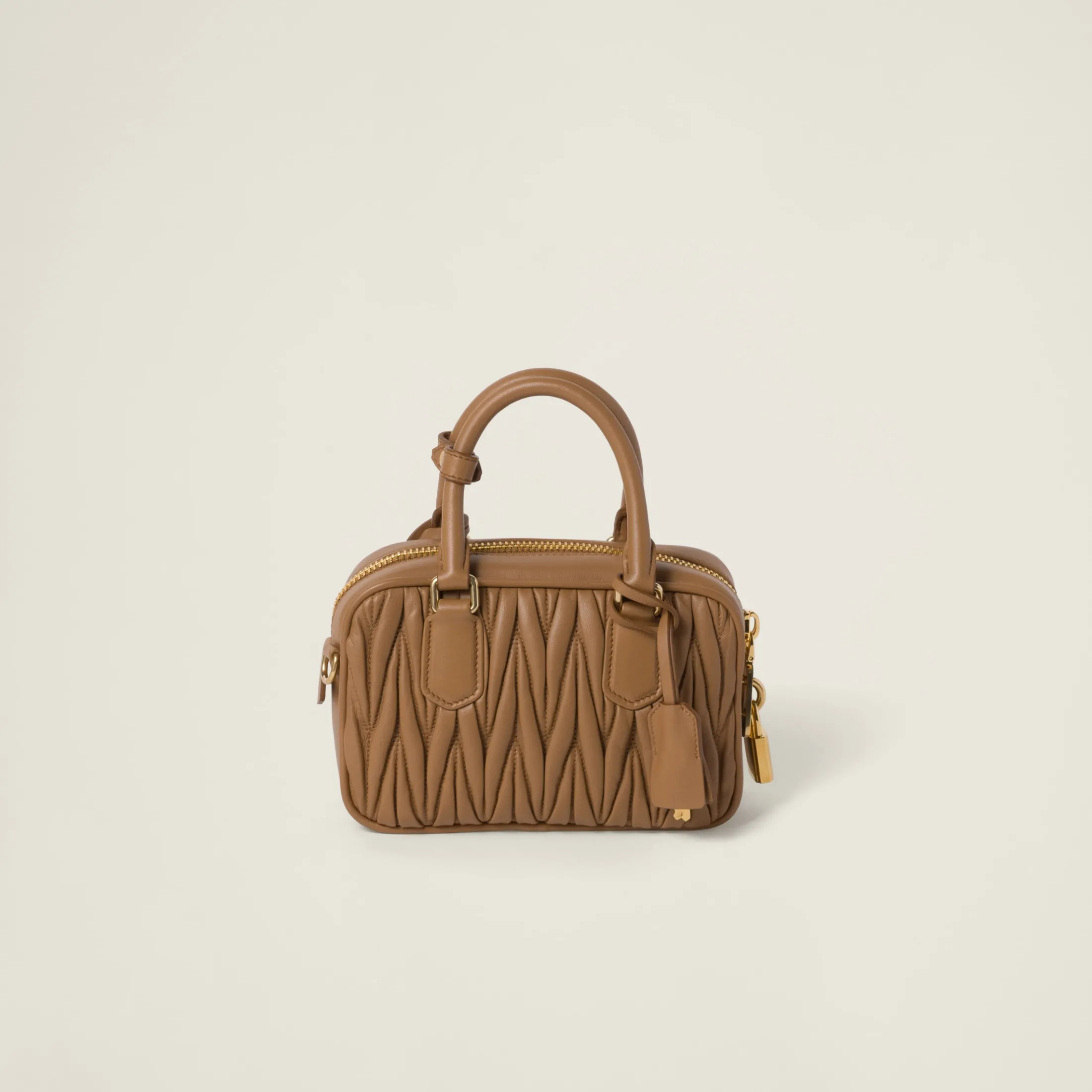Caramel Arcadie Matelassé Nappa Leather Bag | Miu Miu