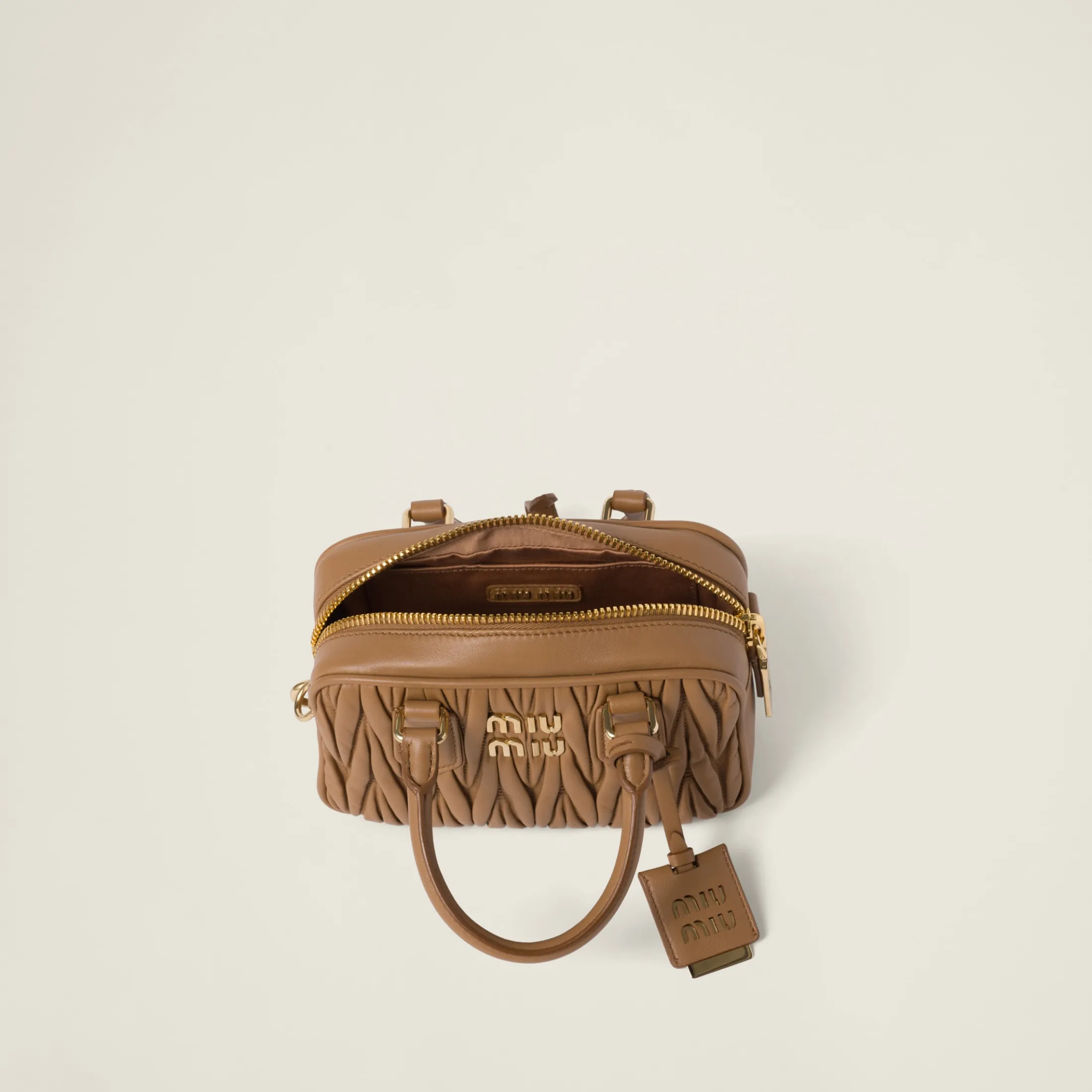 Caramel Arcadie Matelassé Nappa Leather Bag | Miu Miu