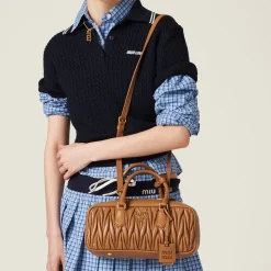 Caramel Arcadie Matelassé Nappa Leather Bag | Miu Miu