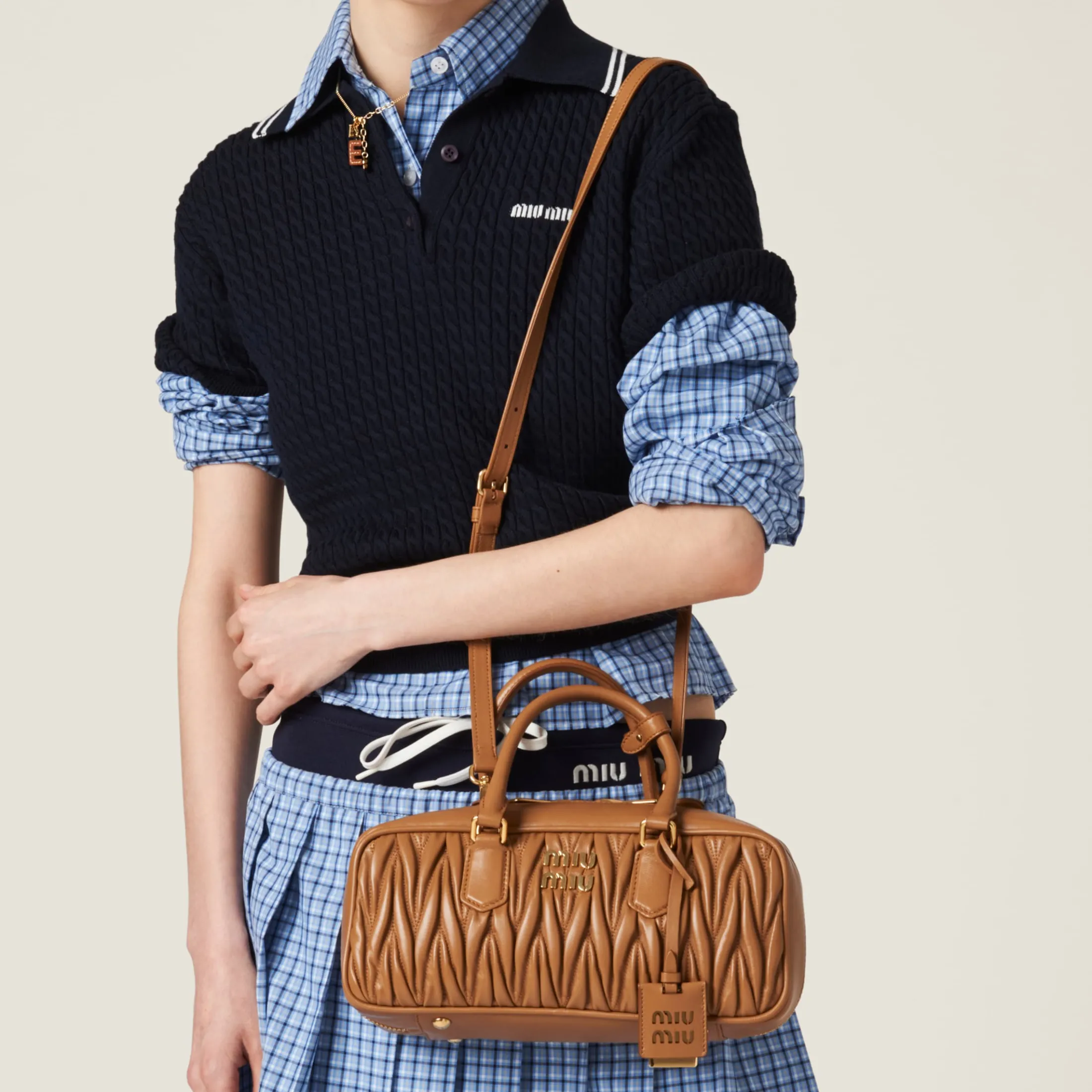 Caramel Arcadie Matelassé Nappa Leather Bag | Miu Miu