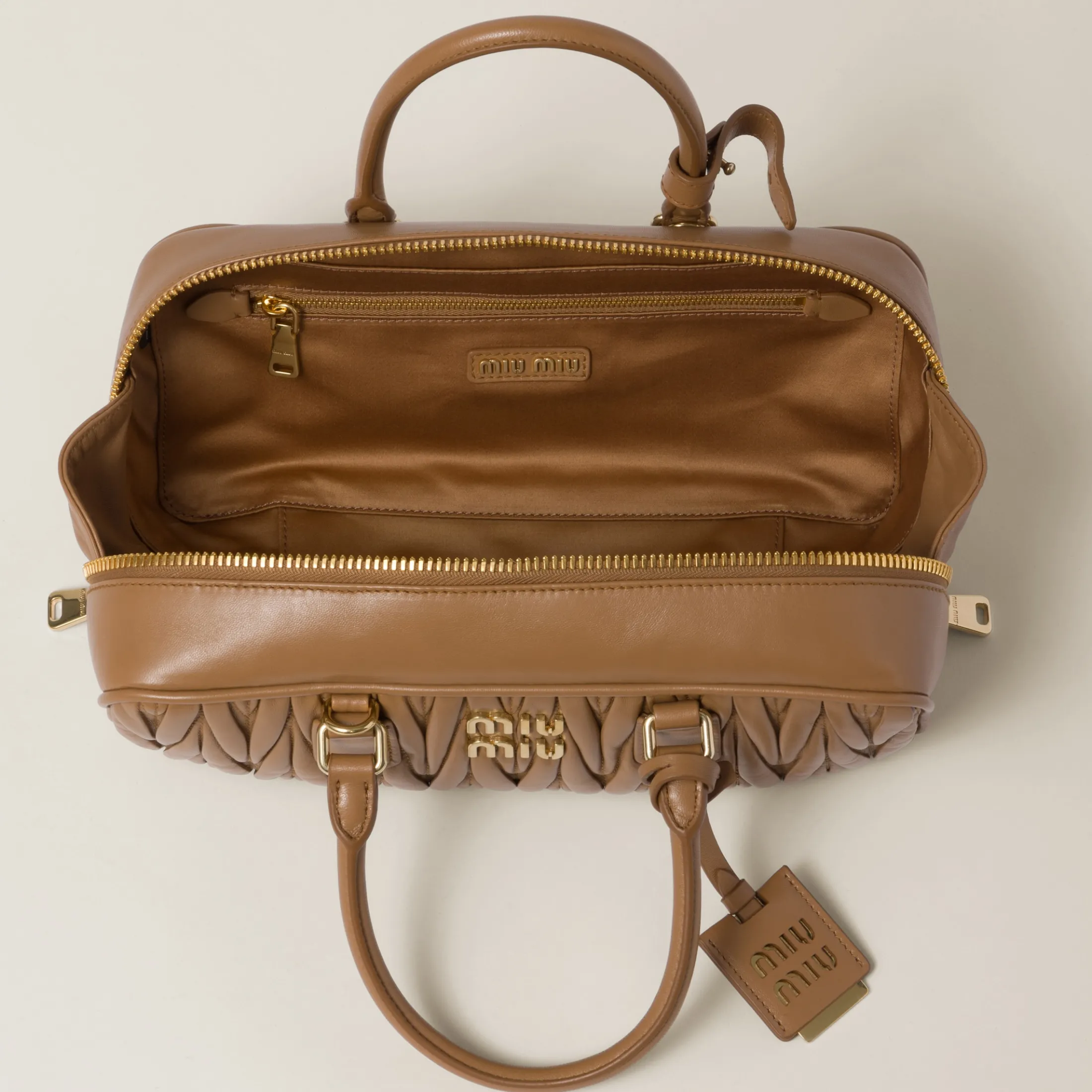 Caramel Arcadie Matelassé Nappa Leather Bag | Miu Miu