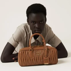 Caramel Arcadie Matelassé Nappa Leather Bag | Miu Miu