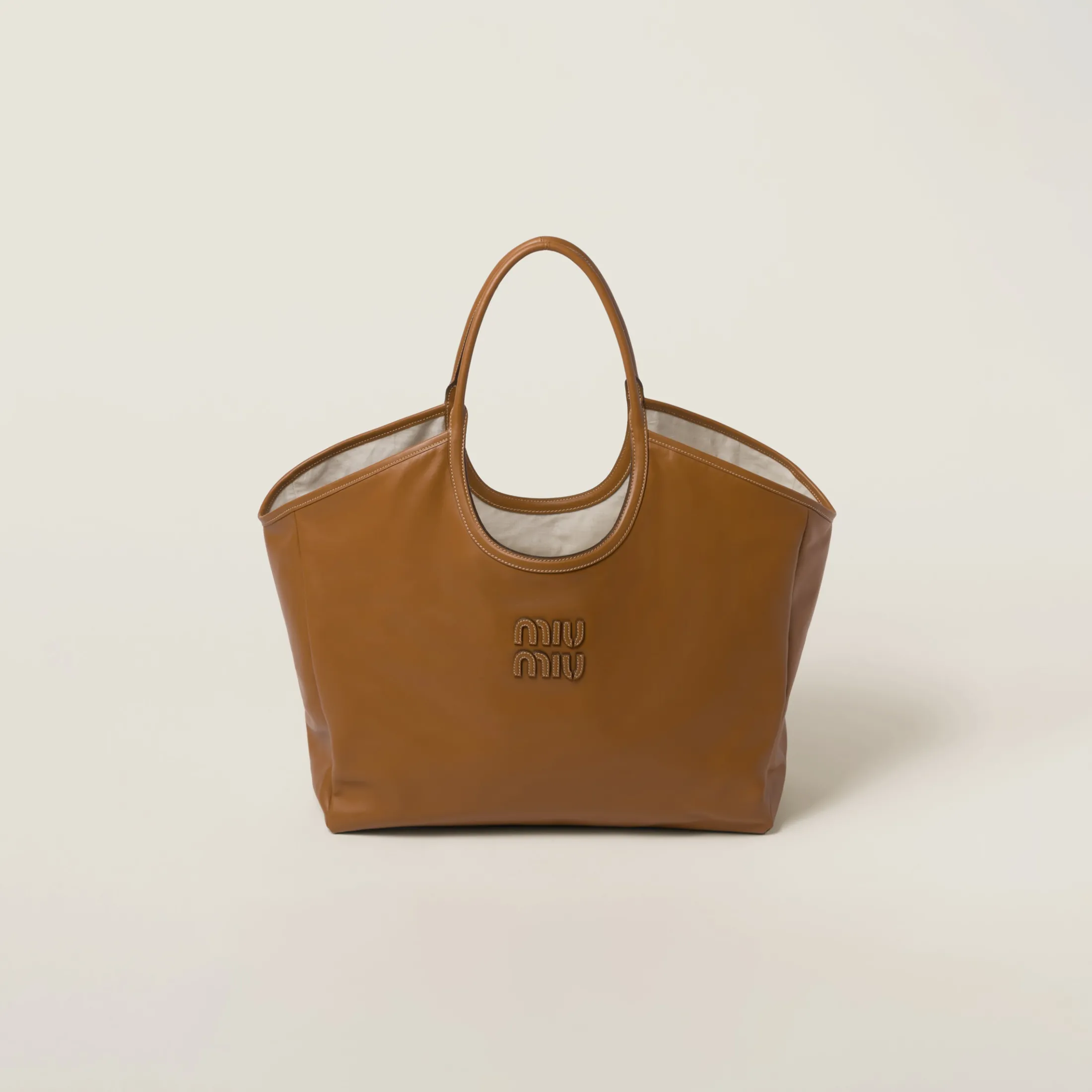Caramel Ivy Leather Bag | Miu Miu