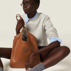 Caramel Ivy Leather Bag | Miu Miu