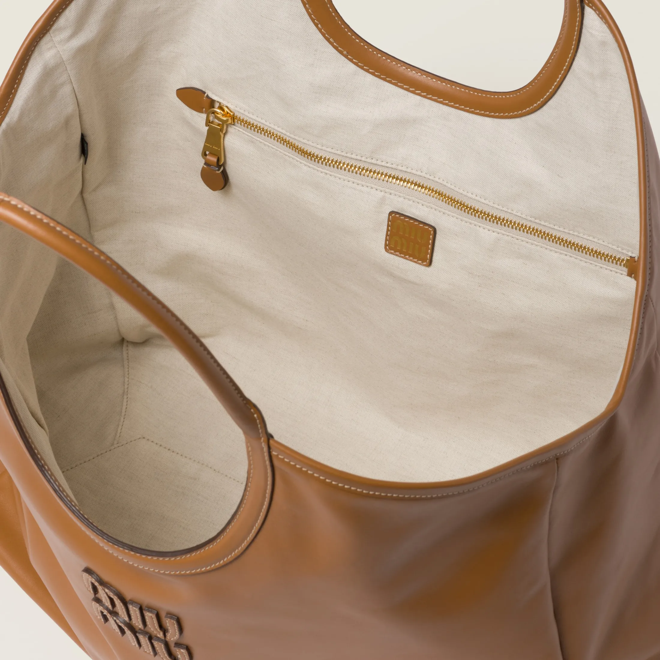 Caramel Ivy Leather Bag | Miu Miu