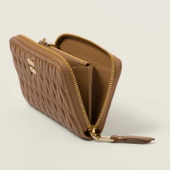 Caramel Large Matelassé Nappa Leather Wallet | Miu Miu