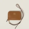 Caramel Leather Passport Holder | Miu Miu