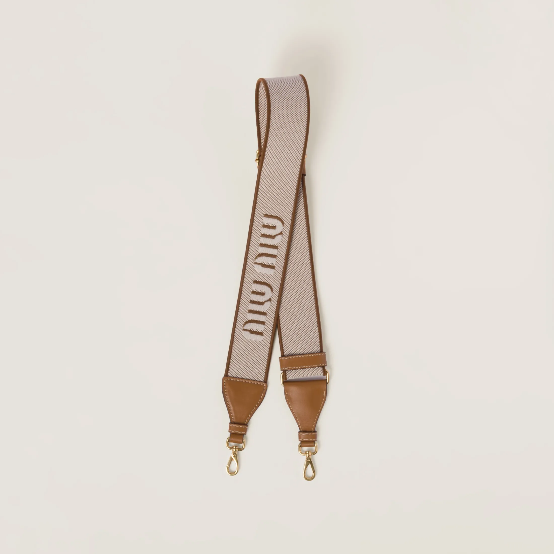 Caramel Linen Blend And Leather Shoulder Strap | Miu Miu