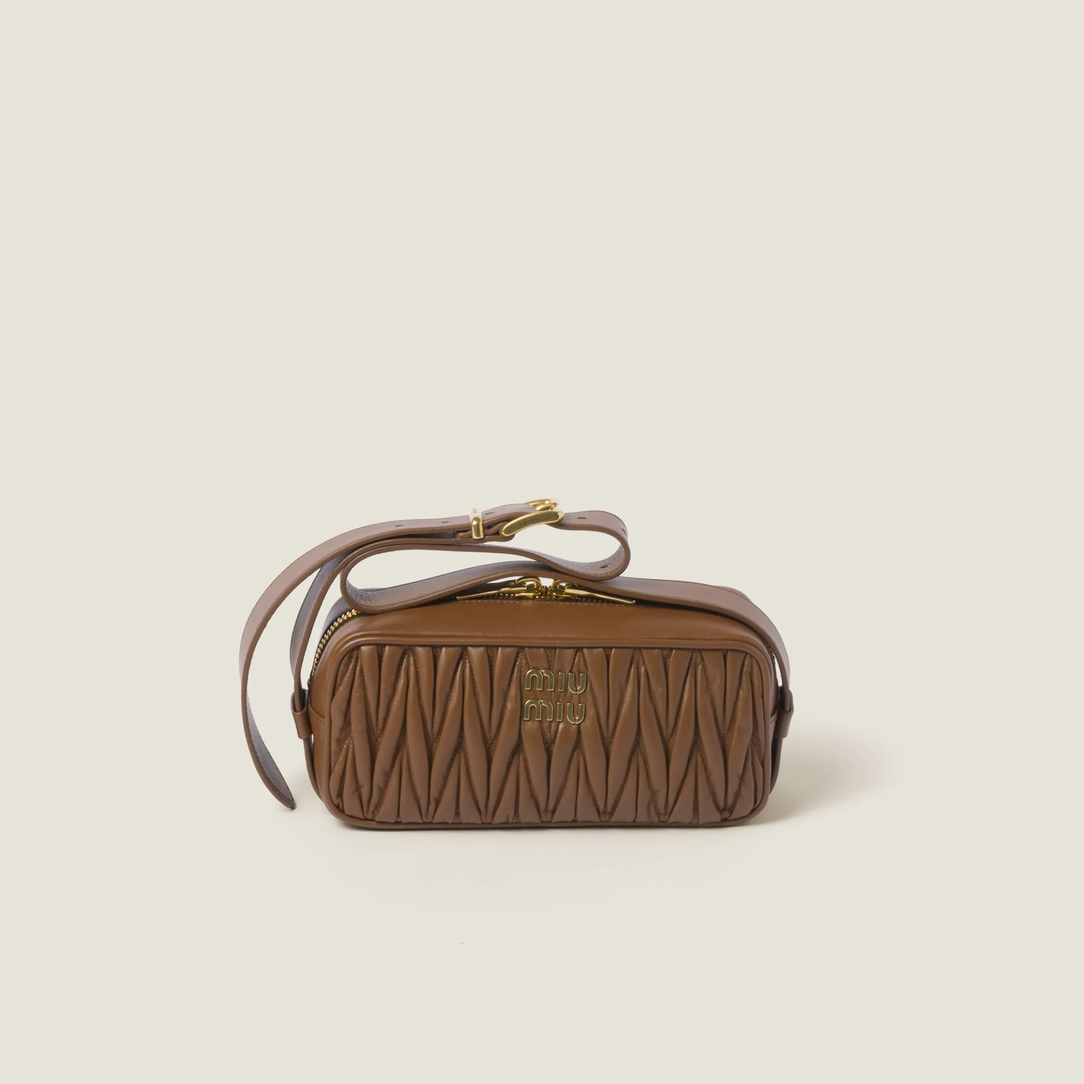 Caramel Matelassé Nappa Leather Shoulder Bag | Miu Miu