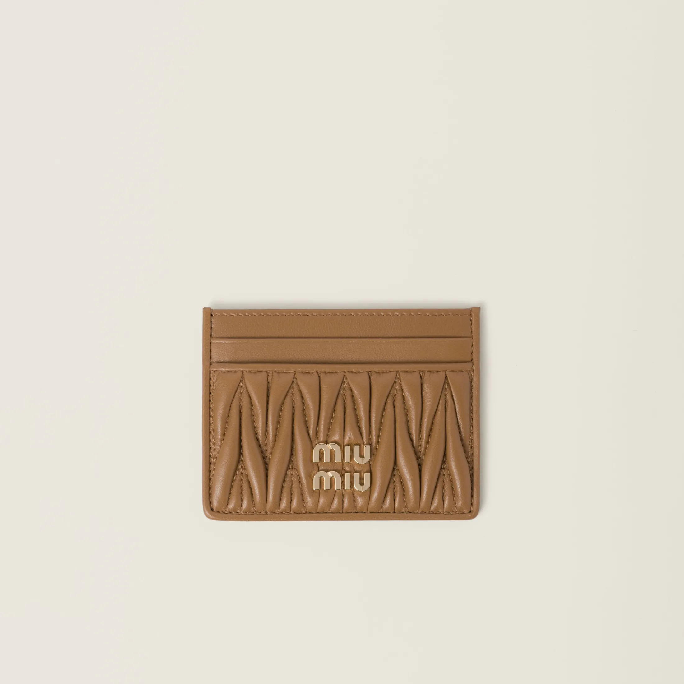 Caramel Matelassé Nappa Leather Card Holder | Miu Miu