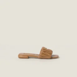 Caramel Matelassé Nappa Leather Slides | Miu Miu