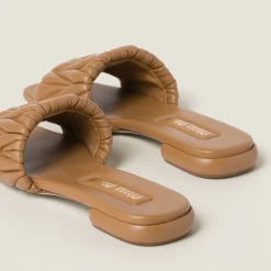 Caramel Matelassé Nappa Leather Slides | Miu Miu
