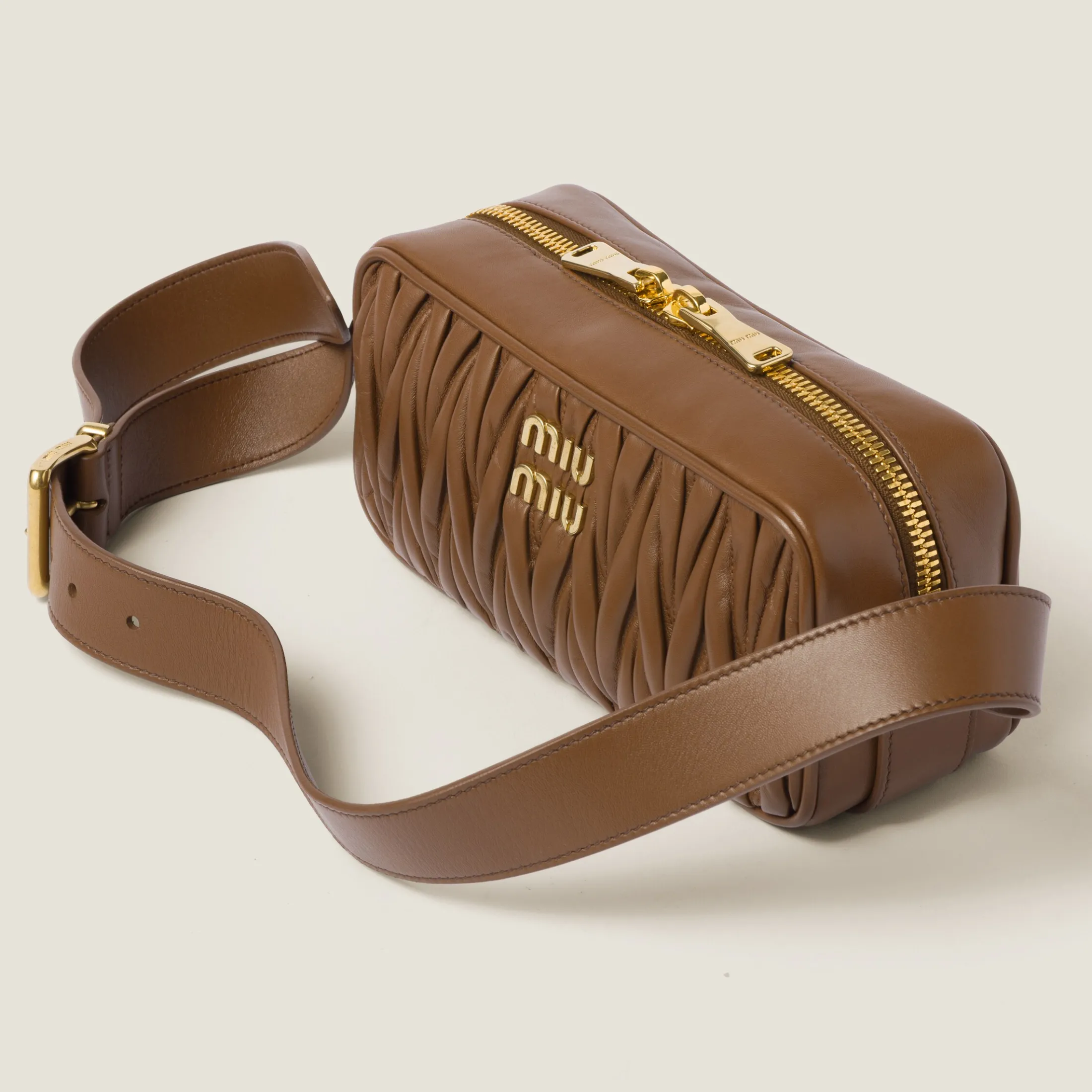 Caramel Matelassé Nappa Leather Shoulder Bag | Miu Miu