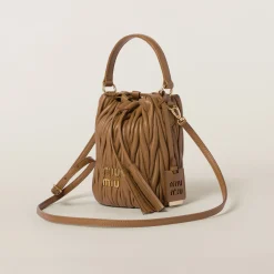 Caramel Matelassé Nappa Leather Bucket Bag | Miu Miu