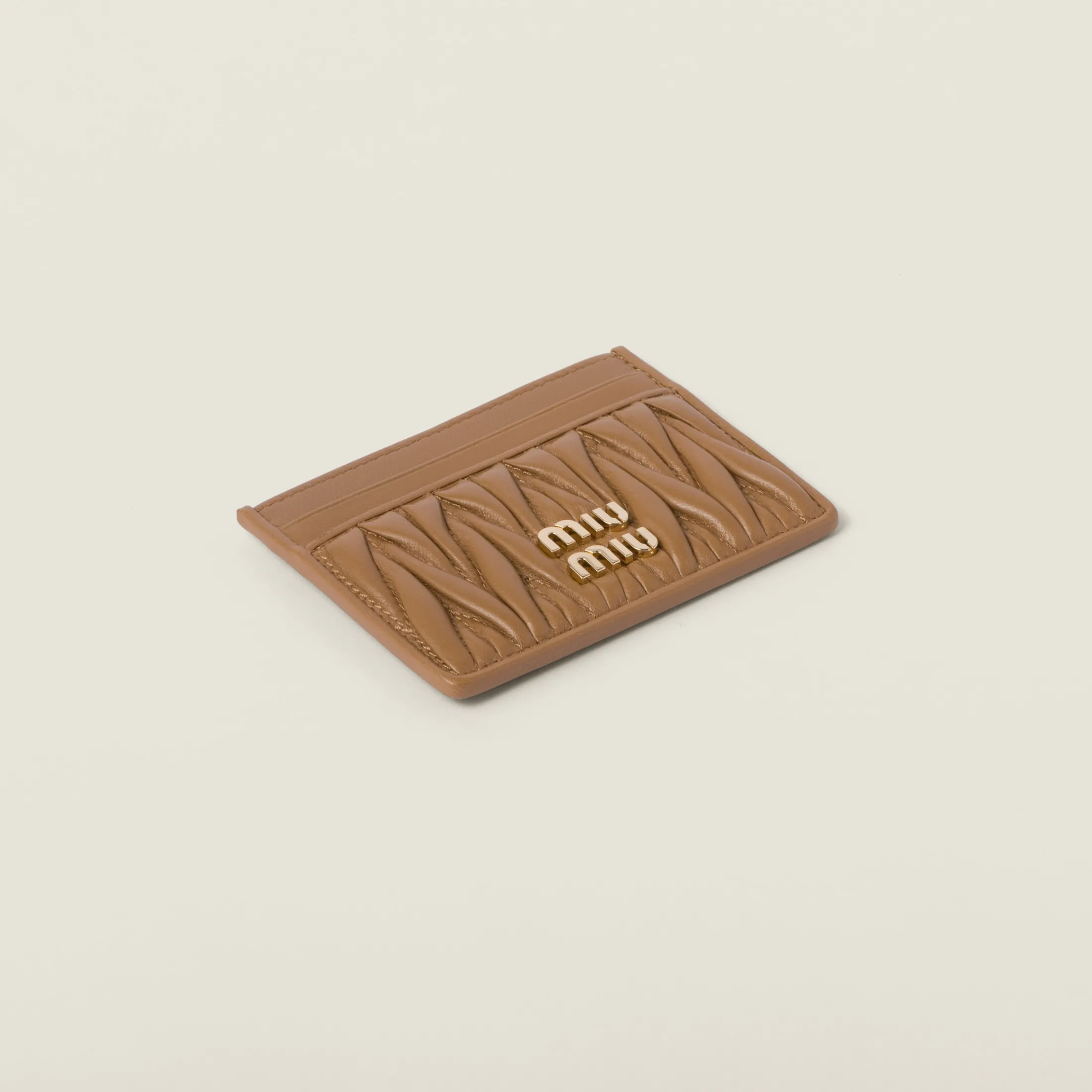 Caramel Matelassé Nappa Leather Card Holder | Miu Miu