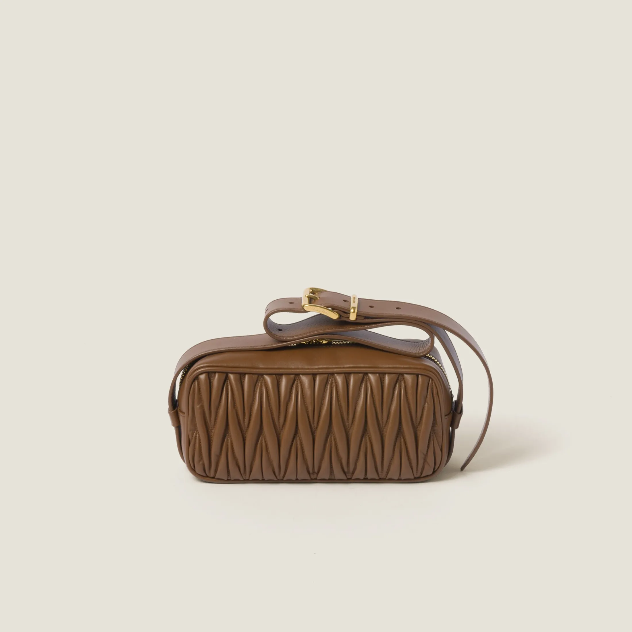 Caramel Matelassé Nappa Leather Shoulder Bag | Miu Miu