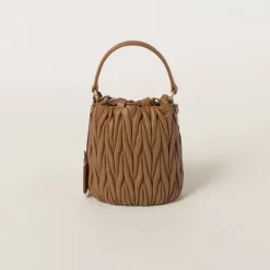 Caramel Matelassé Nappa Leather Bucket Bag | Miu Miu