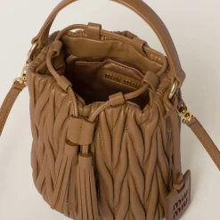 Caramel Matelassé Nappa Leather Bucket Bag | Miu Miu