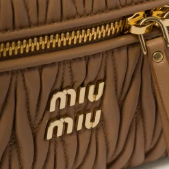 Caramel Matelassé Nappa Leather Shoulder Bag | Miu Miu