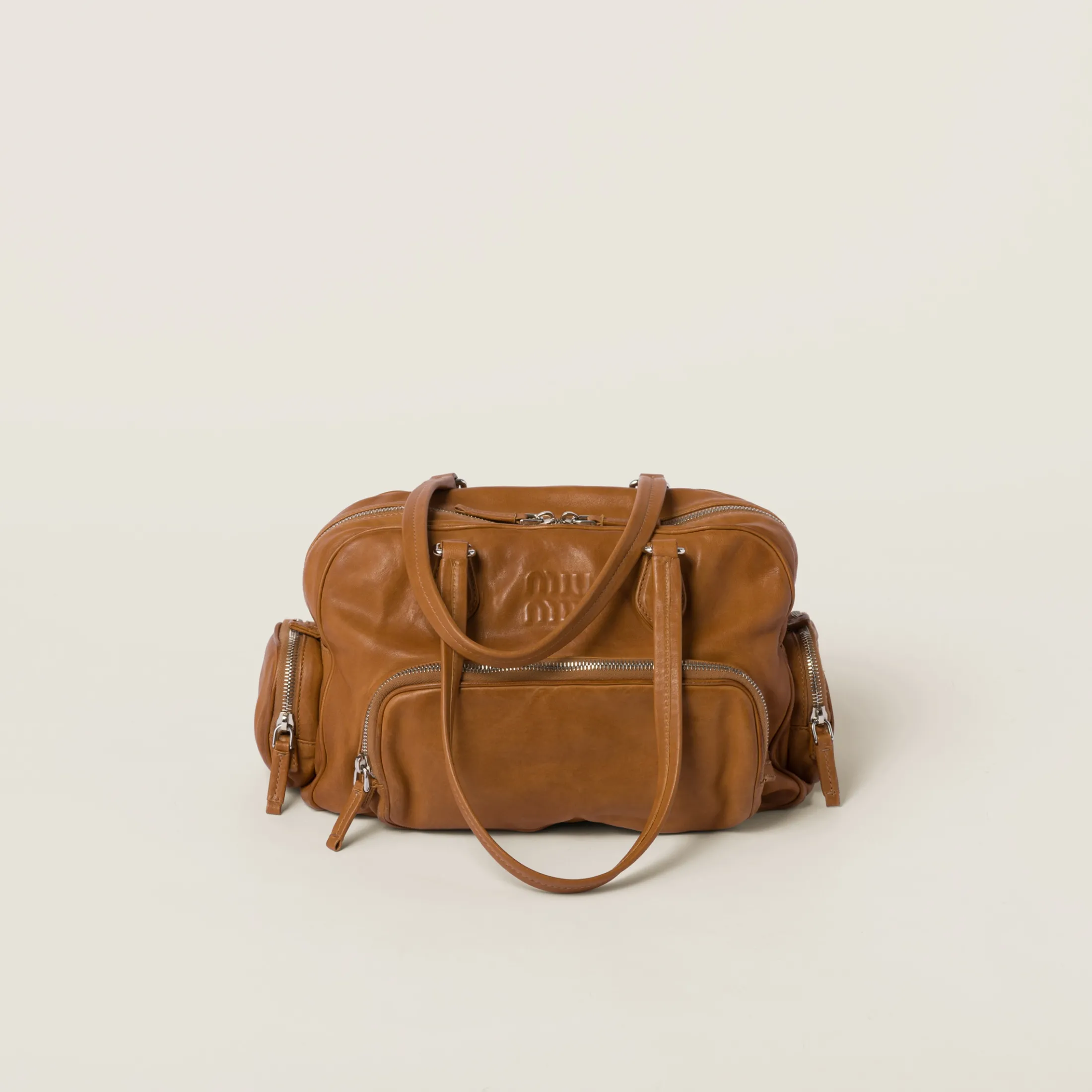 Caramel Nappa Leather Top-handle Bag | Miu Miu