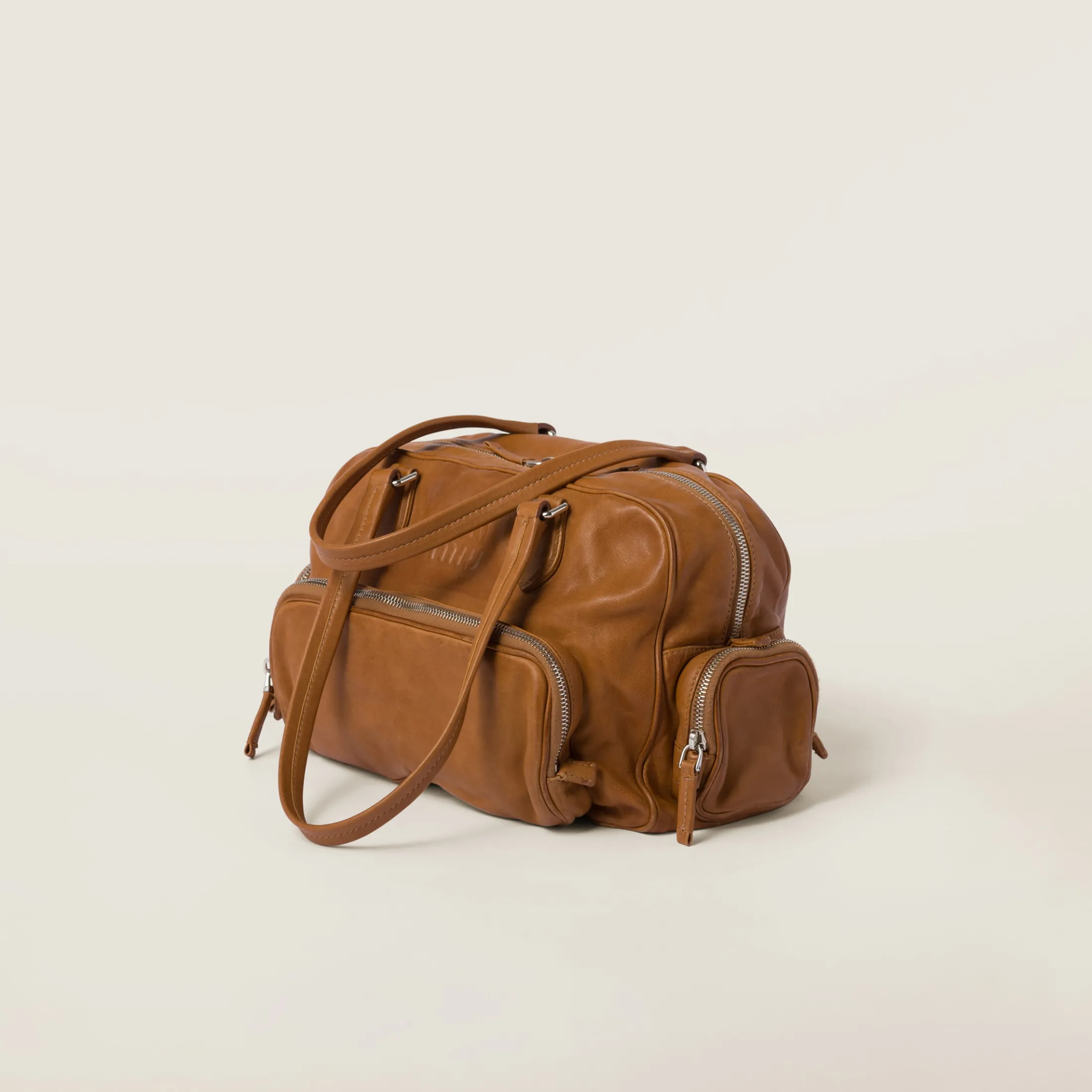 Caramel Nappa Leather Top-handle Bag | Miu Miu