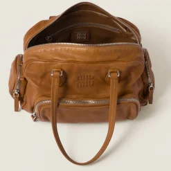 Caramel Nappa Leather Top-handle Bag | Miu Miu
