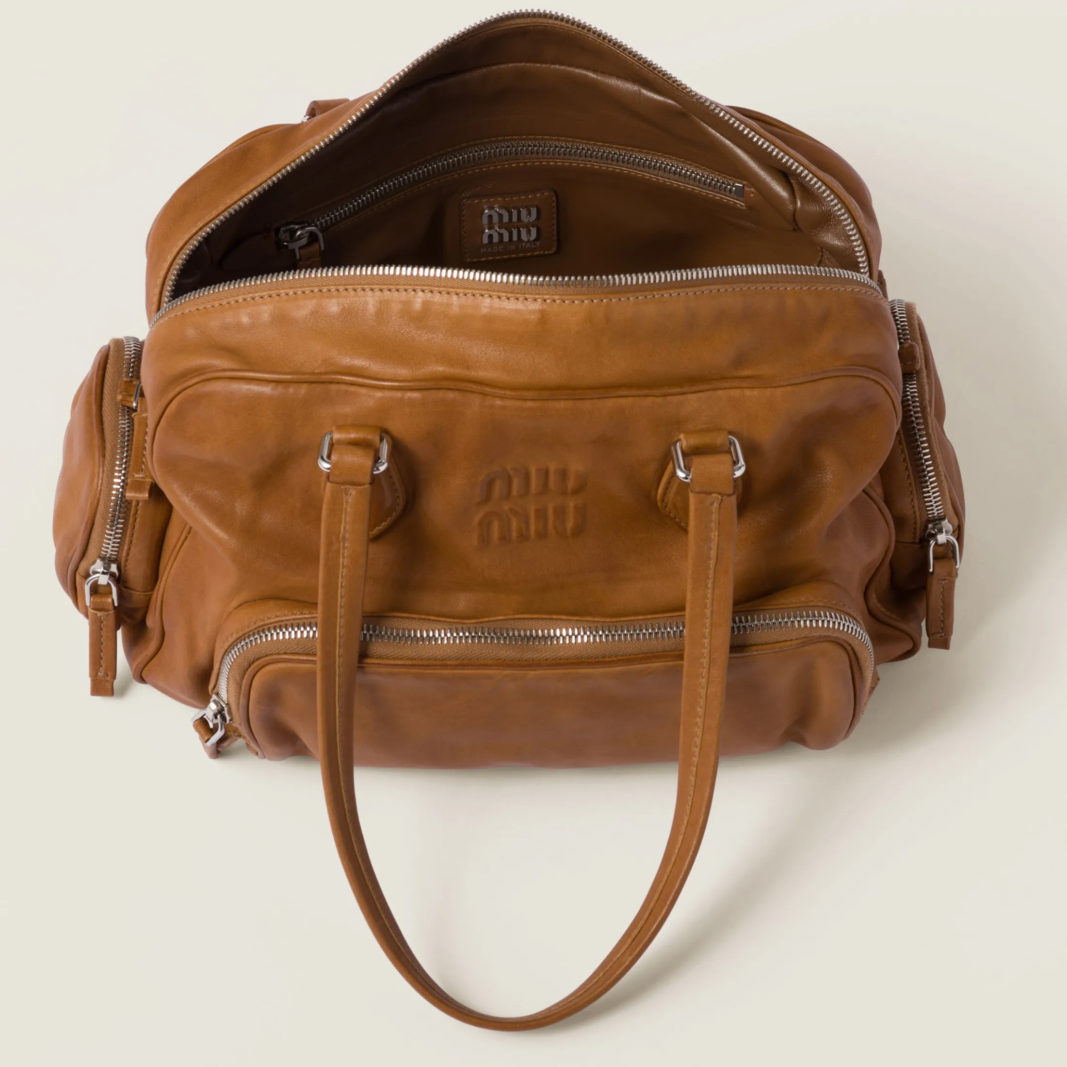 Caramel Nappa Leather Top-handle Bag | Miu Miu