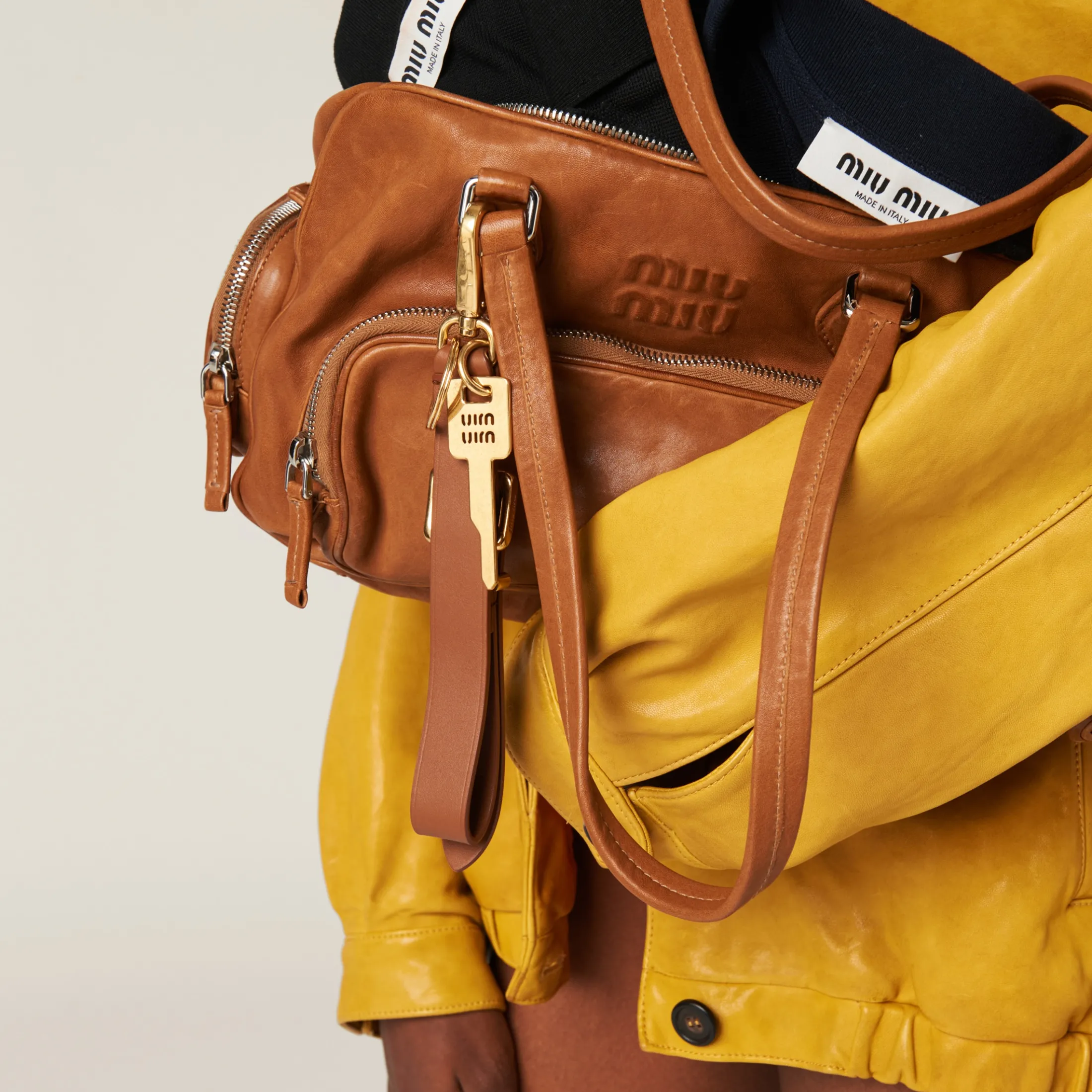 Caramel Nappa Leather Top-handle Bag | Miu Miu