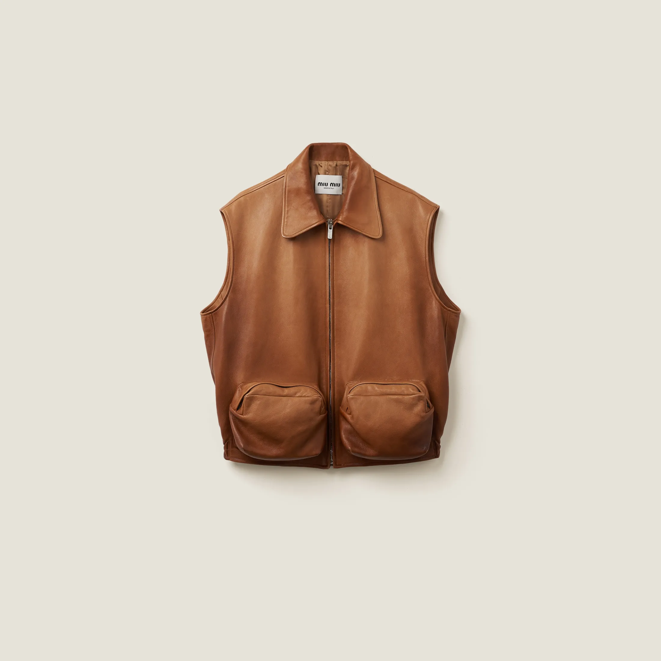 Caramel Nappa Leather Vest | Miu Miu