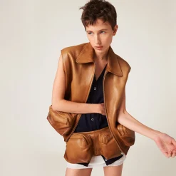Caramel Nappa Leather Vest | Miu Miu