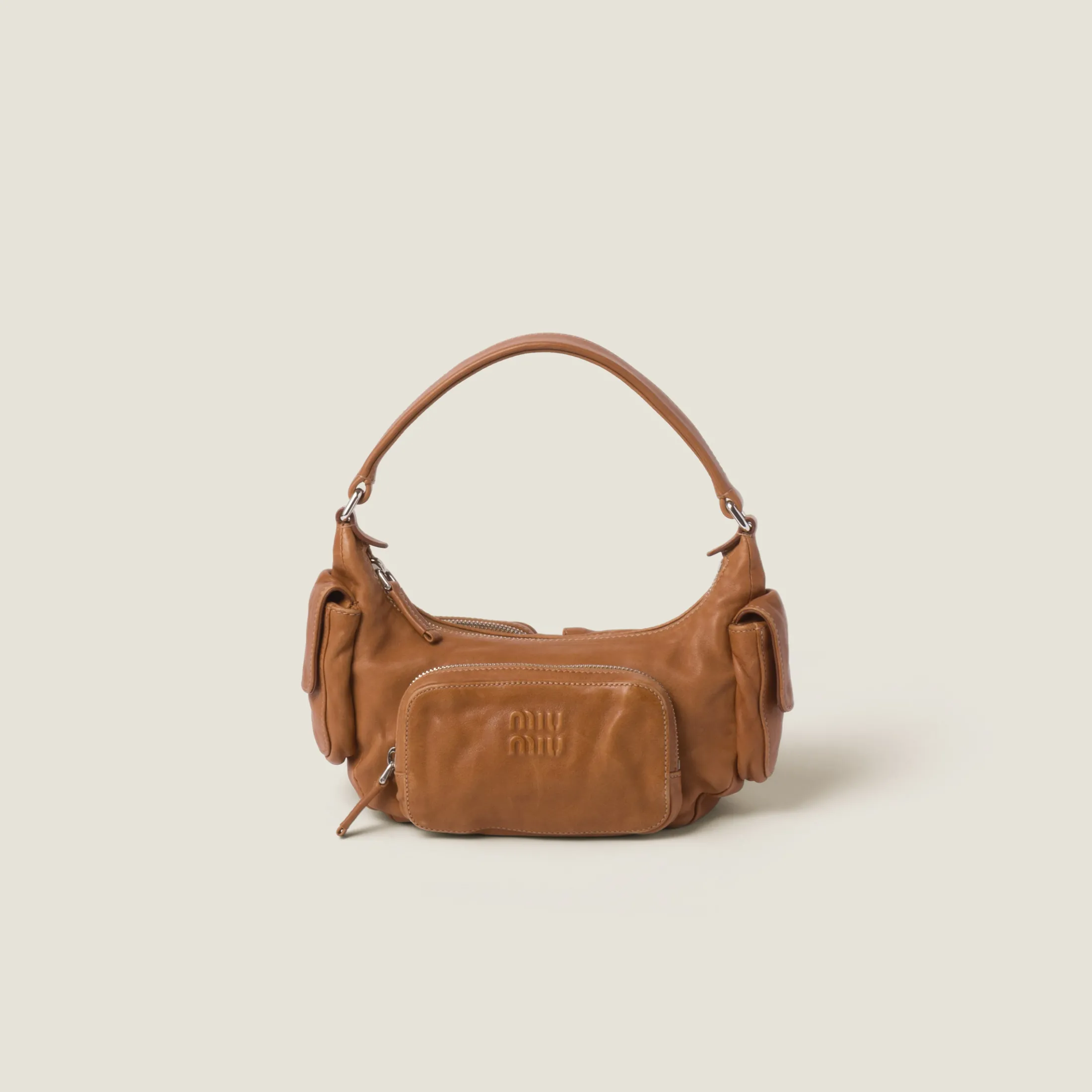 Caramel Pocket Nappa Leather Bag | Miu Miu