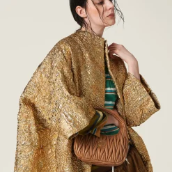 Caramel Wander Matelassé Nappa Leather Hobo Bag | Miu Miu
