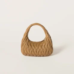 Caramel Wander Matelassé Nappa Leather Hobo Bag | Miu Miu