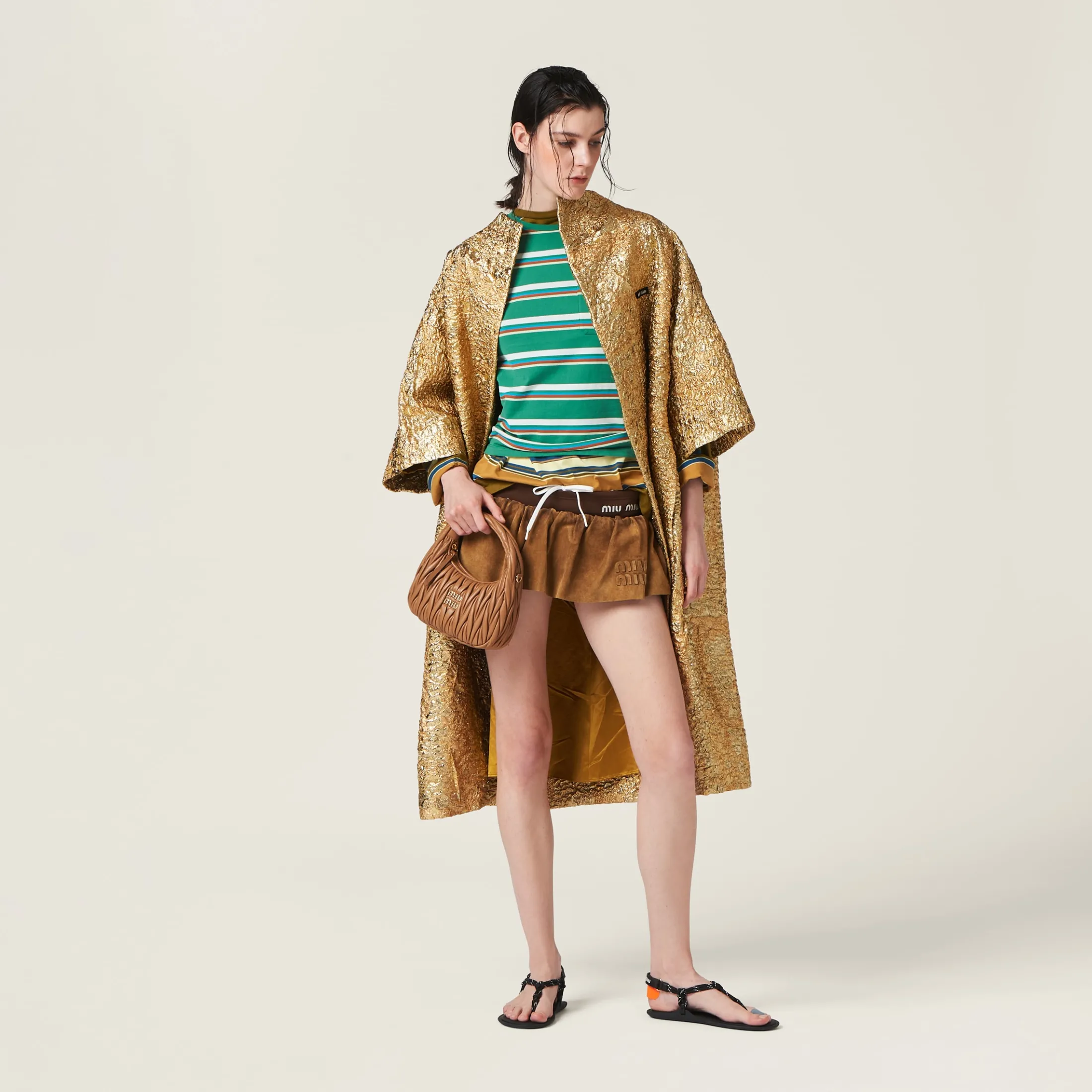 Caramel Wander Matelassé Nappa Leather Hobo Bag | Miu Miu