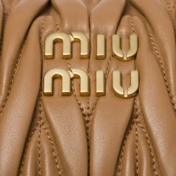 Caramel Wander Matelassé Nappa Leather Hobo Bag | Miu Miu