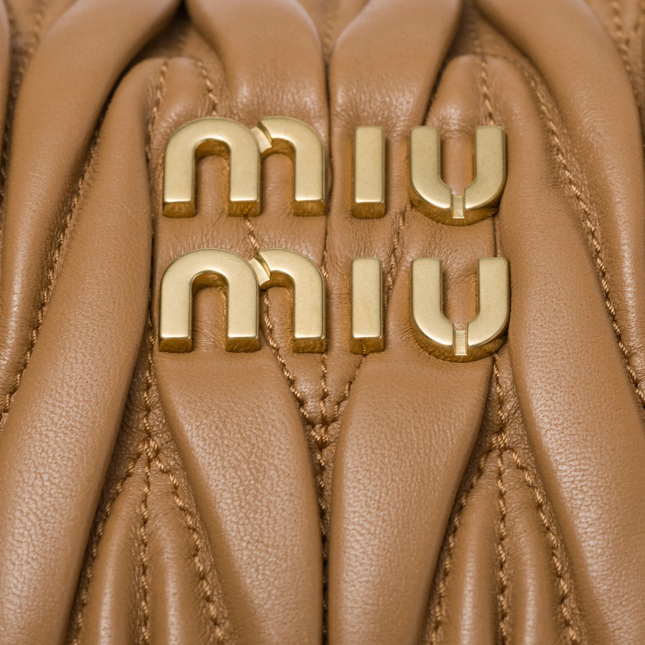 Caramel Wander Matelassé Nappa Leather Hobo Bag | Miu Miu