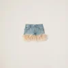 Celeste/albino White Denim Miniskirt | Miu Miu