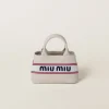 Chalk Canvas Handbag With Embroidered Logo | Miu Miu