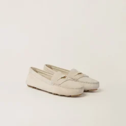 Chalk Suede Driving Shoes | Miu Miu