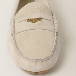 Chalk Suede Driving Shoes | Miu Miu