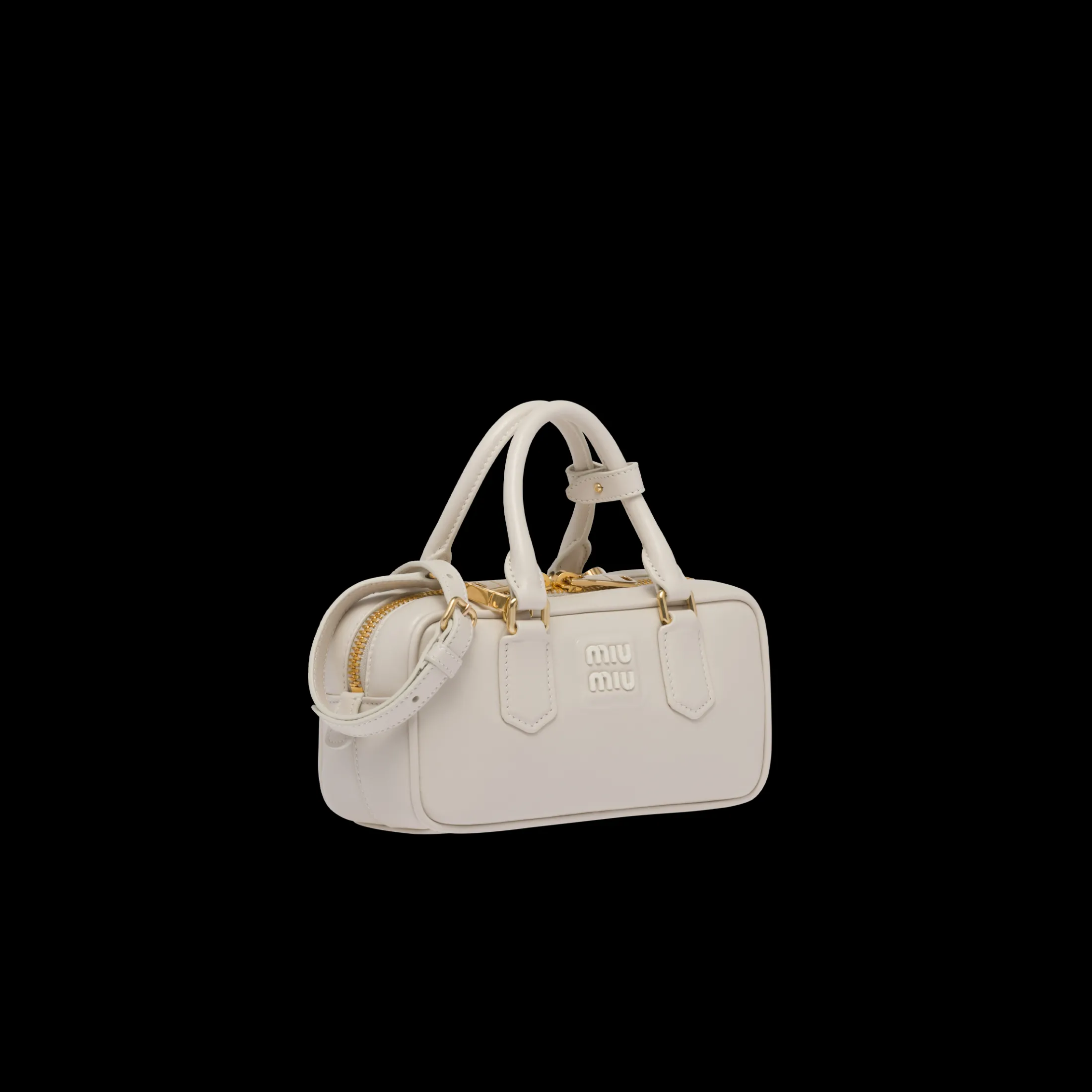 Chalk White Arcadie Leather Bag | Miu Miu